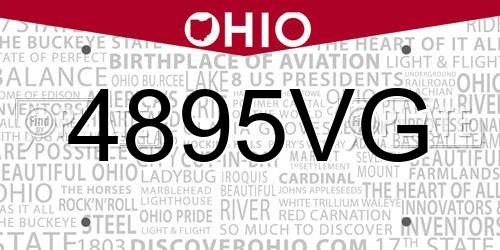 4895VG Ohio License Plate