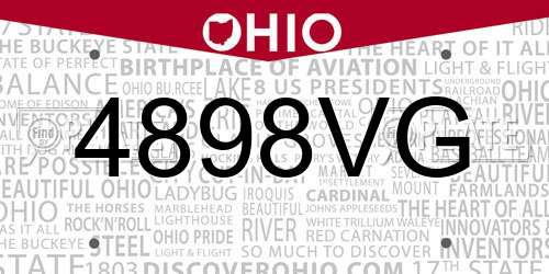 4898VG Ohio License Plate