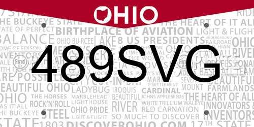 489SVG Ohio License Plate