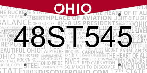 48ST545 Ohio License Plate