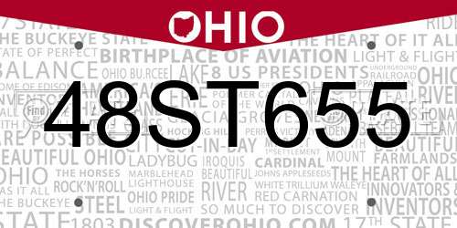 48ST655 Ohio License Plate