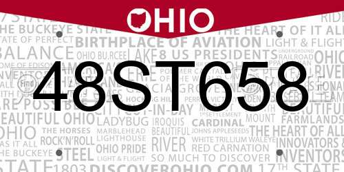 48ST658 Ohio License Plate