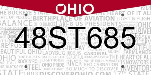 48ST685 Ohio License Plate