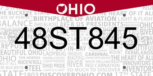 48ST845 Ohio License Plate