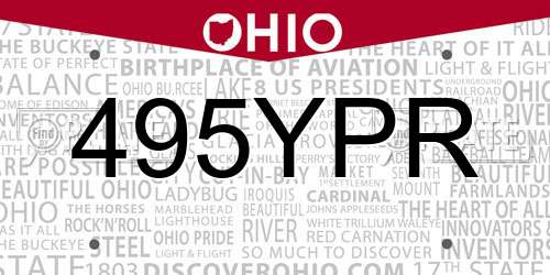 495YPR Ohio License Plate