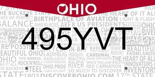 495YVT Ohio License Plate