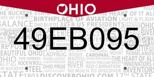 49EB095 Ohio License Plate