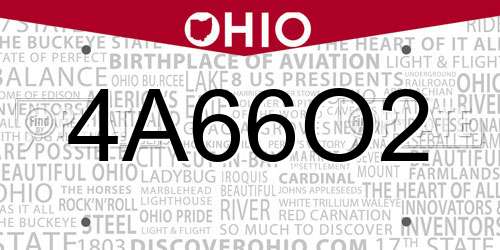 4A66O2 Ohio License Plate