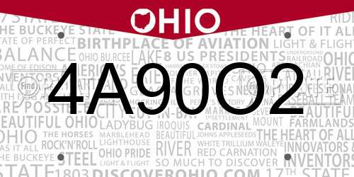 4A90O2 Ohio License Plate