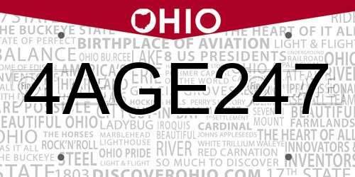 4AGE247 Ohio License Plate