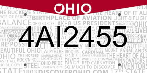 4AI2455 Ohio License Plate