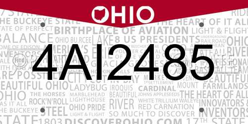 4AI2485 Ohio License Plate