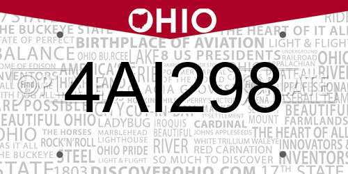 4AI298 Ohio License Plate