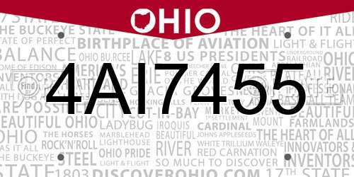 4AI7455 Ohio License Plate