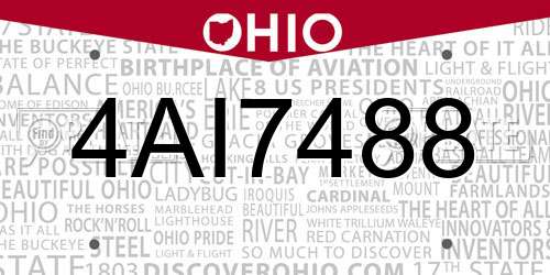4AI7488 Ohio License Plate