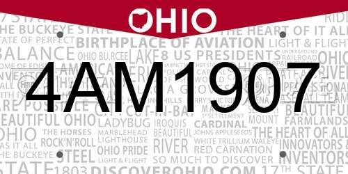 4AM1907 Ohio License Plate