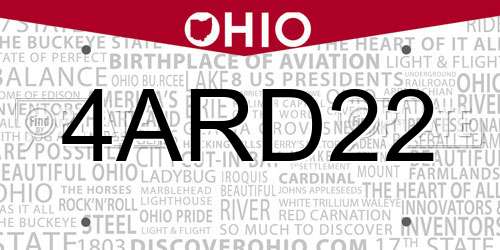 4ARD22 Ohio License Plate