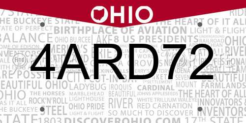 4ARD72 Ohio License Plate