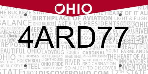 4ARD77 Ohio License Plate