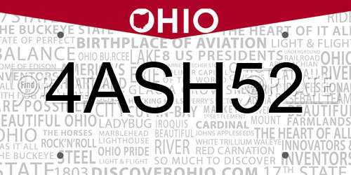 4ASH52 Ohio License Plate