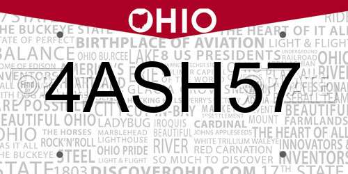 4ASH57 Ohio License Plate