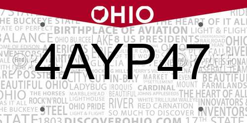 4AYP47 Ohio License Plate