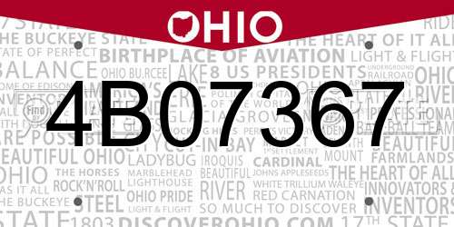 4B07367 Ohio License Plate