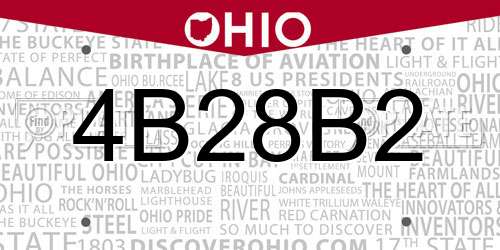 4B28B2 Ohio License Plate