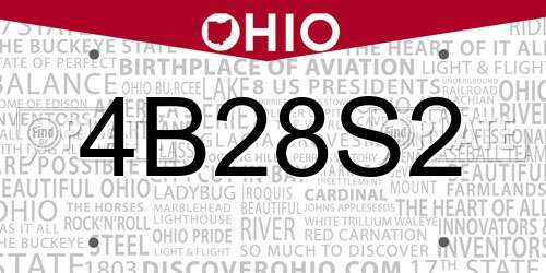 4B28S2 Ohio License Plate