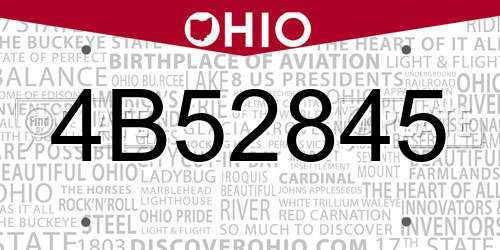 4B52845 Ohio License Plate