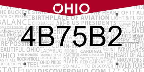 4B75B2 Ohio License Plate