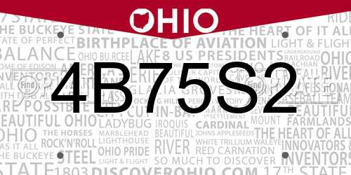 4B75S2 Ohio License Plate