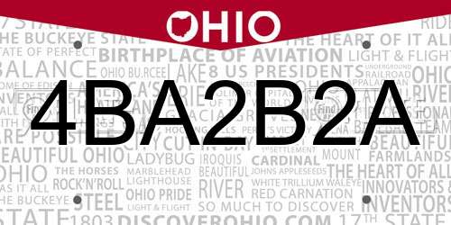 4BA2B2A Ohio License Plate