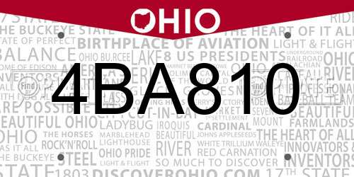 4BA810 Ohio License Plate