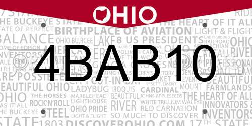 4BAB10 Ohio License Plate