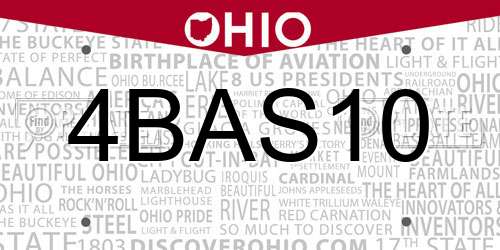 4BAS10 Ohio License Plate