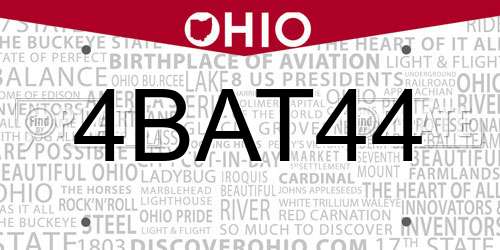 4BAT44 Ohio License Plate