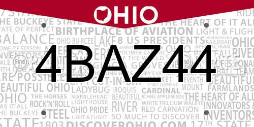 4BAZ44 Ohio License Plate
