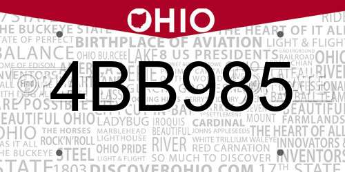 4BB985 Ohio License Plate