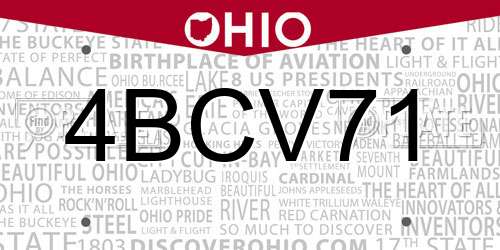 4BCV71 Ohio License Plate