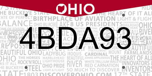 4BDA93 Ohio License Plate