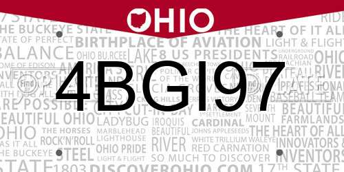 4BGI97 Ohio License Plate