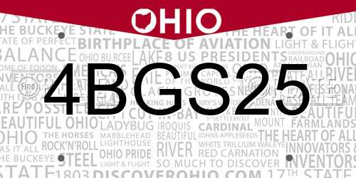 4BGS25 Ohio License Plate