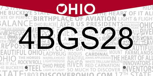 4BGS28 Ohio License Plate