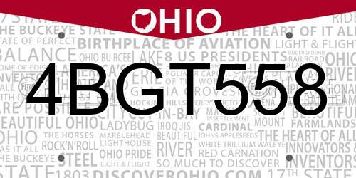 4BGT558 Ohio License Plate