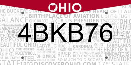 4BKB76 Ohio License Plate