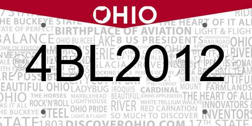 4BL2012 Ohio License Plate