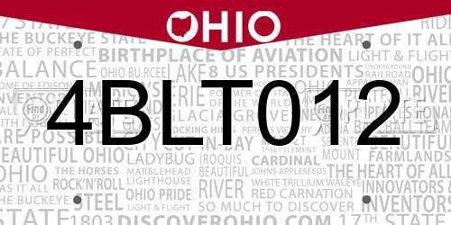 4BLT012 Ohio License Plate