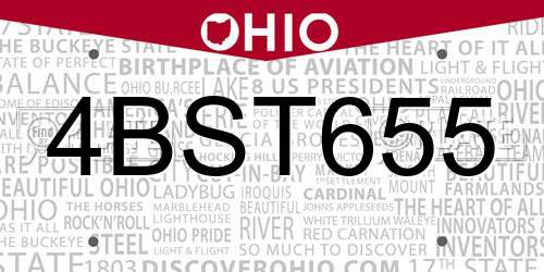 4BST655 Ohio License Plate