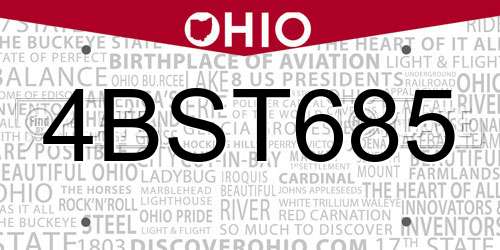 4BST685 Ohio License Plate